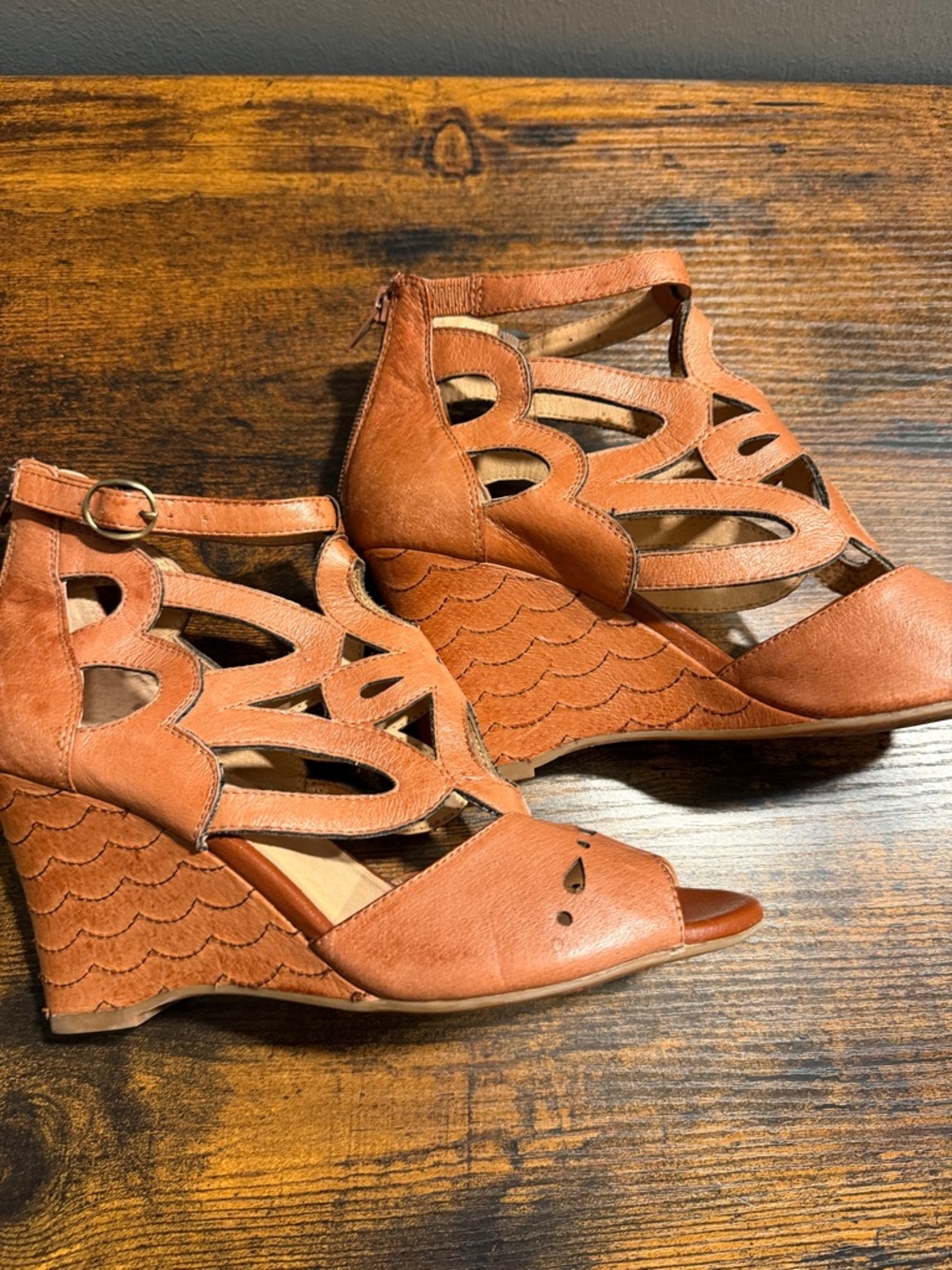 Women's Miz Mooz Cutout Leather Heeled Sandals - Tan - Picture 2 of 4